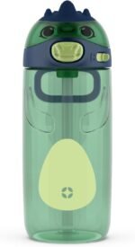Ello Ellies 16oz Plastic Kids Water Bottle with Straw and Built-in Carrying Handle and Leak-Proof Locking Lid for School backpack, Lunchbox and Outdoor Sports, Dino - Image 2
