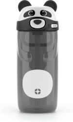 Ello Ellies 16oz Plastic Kids Water Bottle with Straw and Built-in Carrying Handle and Leak-Proof Locking Lid for School backpack, Lunchbox and Outdoor Sports, Panda - Image 2