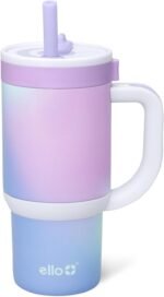 Ello Oasis 14oz Stainless Steel Toddler Tumbler with Handle & Retracting Straw, 100% Leakproof, Double-Wall Vacuum Insulated, Kids Water Bottle for School, BPA Free, Dishwasher Safe, Purple Swirl - Image 2