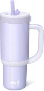 Ello Oasis 18oz Stainless Steel Kids Tumbler with Handle & Retracting Straw, 100% Leakproof, Double-Wall Vacuum Insulated, Kids Water Bottle for School, BPA Free, Dishwasher Safe, Purple Holographic - Image 2