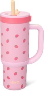 Ello Oasis 18oz Stainless Steel Kids Tumbler with Handle & Retracting Straw, 100% Leakproof, Double-Wall Vacuum Insulated, Kids Water Bottle for School, BPA Free + Dishwasher Safe, Strawberries - Image 2