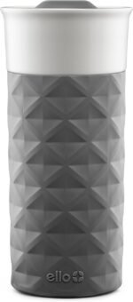 Ello Ogden Ceramic Travel Mug with Splash-Resistant Slider Lid and Protective Silicone Boot, Perfect for Coffee or Tea, BPA Free, Dishwasher Safe, Gray, 16 oz, 758-0438-040 - Image 2
