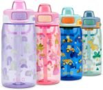 Ello Pop & Fill 16oz Tritan Plastic Kids Water Bottle with Quick Fill Lid | BPA Free Reusable Bottle with Leak Proof Straw and Chug Lid, Dishwasher Safe, Gift For Kids, Rainbows - Image 2