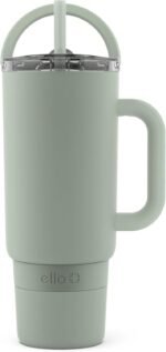 Ello Port 40oz Tumbler with Carry Loop & Integrated Handle, Vacuum Insulated Stainless Steel Reusable Water Bottle, Travel Mug with Leak Proof Lid & Straw, Perfect for Iced Coffee & Tea, Sage - Image 2