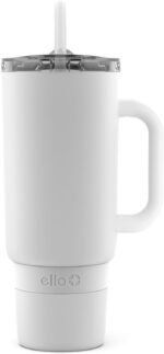 Ello Port 40oz Tumbler with Carry Loop & Integrated Handle, Vacuum Insulated Stainless Steel Reusable Water Bottle, Travel Mug with Leak Proof Lid & Straw, Perfect for Iced Coffee & Tea, White - Image 2