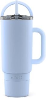 Ello Port 40oz Tumbler with Carry Loop & Integrated Handle, Vacuum Insulated Stainless Steel Reusable Water Bottle, Travel Mug with Leak Proof Lid & Straw for Iced Coffee & Tea, Halogen Blue - Image 2