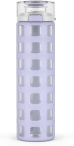 Ello Syndicate 20oz Reusable Glass Water Bottle with One-Touch Leak Proof Flip Lid, Protective Non-Slip Silicone Sleeve, Carry Loop for Coffee, Tea and Water, BPA-free, Dishwasher Safe, Celeste - Image 2
