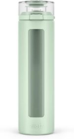 Ello Syndicate 20oz Reusable Glass Water Bottle with One-Touch Leak Proof Flip Lid, Protective Non-Slip Silicone Sleeve, Carry Loop for Coffee, Tea and Water, BPA-free, Dishwasher Safe, Sage - Image 2