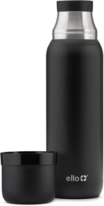 Ello Therma 32oz Insulated Stainless Steel Thermos for Hot & Cold Beverages with Leak Proof Lid & Built-in Cup, Triple Wall Insulation, Hot 24 Hrs, Perfect for Coffee,Tea, Dishwasher Safe, Black - Image 2
