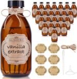 Elumeiro 24 Pack 8 OZ Amber Glass Bottles with Lids, Leakproof Glass Bottles for Vanilla extract, Shampoo, Tinctures, Essential Oils, Homemade Hot Sauce, Syrup, Boston Round Brown Bottle - Image 2