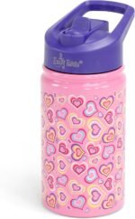 Emily Rose Kids Insulated 12 Oz Stainless Steel Bottle for Travel and School - for Girls Kids - Leak Proof with 2 Straws (Playful Hearts Design) | USA Business - Image 2