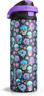 Encool SwiftSip Insulated Stainless Steel Water Bottle with Straw - Leak Proof Sports Water Bottle for School, Travel, Keeps Cold All Day, One-Touch Flip Lid, BPA-Free, 24 oz, Floral Afterlife - Image 2