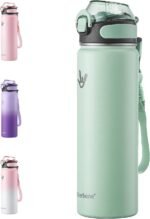 Enerbone 24 oz Insulated Water Bottle, Stainless Steel Bottle with Carrying Strap, Double-Wall Vacuum Insulation Design, Leakproof Sports Bottle with Straw, Keep Drinks Cold or Hot for Hours - Image 2
