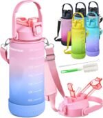 EnergyBud 1/2 Gallon Water Bottle with 74.3 oz Capacity - Motivational Time Markers for Daily Hydration Goals - Leakproof BPA Free Tritan with Removable Straw - Image 2