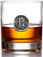 English Pewter Company 11oz Old Fashioned Whiskey Rocks Glass With Monogram Initial - Unique Gifts For Men - Personalized Gifts With Your Choice of Initial (R) MON118 - Image 2