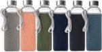 Epica glass bottles with lids – 18oz glass water bottles, reusable juice bottle with lids for storing juices, reusable water bottle durable & ecofriendly set of 6 with Sleeves - Image 2