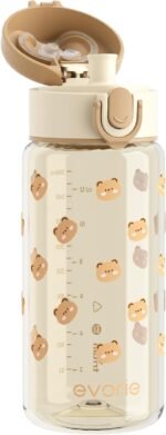 Evorie Tritan Kids Water Bottle for School, 13oz BPA Free Leak Proof Drinking Cup, Lightweight and Durable Drink Bottle (no straw, Honey Bear) - Image 2