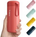 Exllena Small Water Bottle 10oz, Small Insulated Water Bottle for Hot&Cold Drinks, Water Bottle Purse with Carry Handle - 100% Leakproof Perfect for School, Travel...(Coral Red) - Image 2