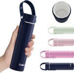 Exllena 【Upgraded】 Ceramic Lined Small Insulated Water Bottle 10oz with Adjustable Silicone Handle–Small Flask for Hot & Cold Drinks, Ideal for Purse, Lunchbox...(Midnight Sapphire) - Image 2