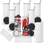 FECBK 8 Pack Sublimation Water Bottle Blanks 20 oz Sublimation Sports Water Bottle with Handle Stainless Steel Sublimation Tumbler Blanks with Lids and Straws, Individually Box, White, Diy Gift - Image 2