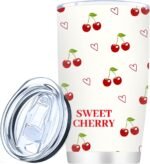 FOLAI Coffee Travel Mug, Stainless Steel Double Wall Personalized Tumbler, Coffee Tumbler, Leak-Proof With Lid, 20 Ounces, Gift For Men And Women Lovers (Cherry) - Image 2