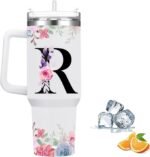 FOLAI Insulated Travel Coffee Mugs, 40oz Steel Water Bottl,Tumbler with Handle and Lid Straw,Thermal Cups for Hot and Cold Drinks Printed with Letters Personalized Unique Gifts for Women and Man(R) - Image 2