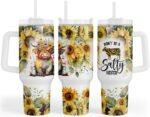 Fancyfams Highland Cow tumbler, 40 oz Stainless Steel Tumbler with Handle Lid and Straw, Cow Gifts for Women Print Mug Cups Lovers Themed Gifts Cute Stuff (Salty 40oz) - Image 2