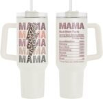 Fancyfams Mama Cup, 40 oz Stainless Steel Travel Tumbler with Handle Lid and Straw, Funny Birthday Present Mom Gift Mothers Day Gifts from Daughter Son, Unique Idea Husband Kids Wife (Mama - 40oz) - Image 2