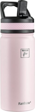 Fanhaw 18 Oz Kids Insulated Water Bottle with Straw Lid – Stainless Steel Double Wall Vacuum, Leak-Proof, BPA-Free Water Bottles for School Boys & Girls(Pink) - Image 2