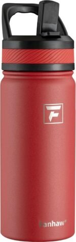 Fanhaw 18 Oz Kids Insulated Water Bottle with Straw Lid – Stainless Steel Double Wall Vacuum, Leak-Proof, BPA-Free Water Bottles for School Boys & Girls(Red) - Image 2