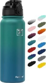 Fanhaw 20 Oz Insulated Stainless Steel Vacuum Water Bottle with Anti-Dust Pop-Open Lid - For Kids, Women, Men | Leak & Sweat Proof (Green Blue) - Image 2
