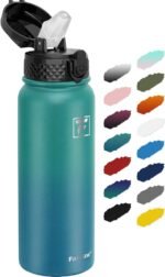 Fanhaw 20 oz Insulated Stainless Steel Water Bottle with Straw Lid, Leakproof & Anti-Dust Sports Bottle for Kids, Women & Men (Green Blue) - Image 2