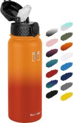 Fanhaw 20 oz Insulated Stainless Steel Water Bottle with Straw Lid, Leakproof & Anti-Dust Sports Bottle for Kids, Women & Men (Yellow Orange) - Image 2