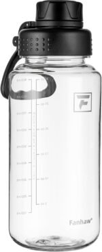 Fanhaw 32 oz Clear BPA-Free Tritan Water Bottle with Fast-Flow Spout Lid, Leakproof Wide-Mouth Reusable Bottle for Gym, School & Office (Clear&Black) - Image 2