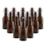 FastRack Swing Top Glass Bottles 16 oz – Pack of 12 | Amber Flip Top Glass Bottles with Airtight Lids | Resealable Grolsch-Style Fermentation Bottles for Kombucha, Beer, Mead, Soda, Vinegar & Water - Image 2