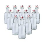 FastRack Swing Top Glass Bottles |33 oz – Pack of 12 | Clear Flip Top Glass Bottles for Home Brewing, Carbonated Drinks, Kombucha, Fermentation, Water | Food Grade – ECO Friendly - Image 2