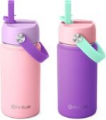 Fimibuke Kids Insulated Water Bottle - 14oz BPA-FREE 18/8 Stainless Steel Travel Tumbler Leak Proof Double Wall Vacuum Kids Cup with Straw Metal Water Bottle for School Boys Girls（2 Pack, Macaron） - Image 2