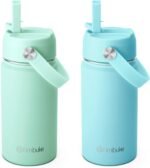 Fimibuke Kids Insulated Water Bottle, 14oz BPA FREE Double Wall Vacuum Tumbler 18/8 Stainless Steel Leak Proof Kids Cups with Straw Metal Water Bottle for School Boys Girls (2 Pack, Underwater World) - Image 2