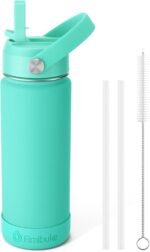 Fimibuke Kids Insulated Water Bottle, 18oz BPA FREE 18/8 Stainless Steel Kids Cup with Straw Travel Tumbler Double Wall Vacuum Leak Proof Toddler Water Bottle for School Boys Girls(1 Pack, Turquoise) - Image 2