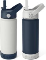 Fimibuke Kids Insulated Water Bottle, 18oz BPA FREE Kids Cups with Straw Double Wall Vacuum Tumbler 18/8 Stainless Steel Leak Proof Toddler Water Bottle for School Boys Girls (2 Pack, Coastal) - Image 2