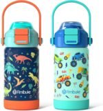 Fimibuke Kids Insulated Water Bottle with Pop-Open Straw & Spout 2-in-1 Lid, 14oz Leak Proof 18/8 Stainless Steel Vacuum Tumbler, BPA-Free Kids Cup For Travel School Girls Boys Toddler 2 Packs - Image 2