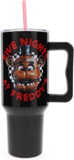 Five Nights At Freddy's Freddy Checkerboard Stainless Steel Travel Tumbler With Leak-Resistant Lid and Reusable Straw | Holds 40 Ounces - Image 2