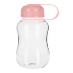 Flat Water Bottle, Portable Leakproof Slim Small Water Bottle for Purse Travel Pocket Sports Fitness, Round Shape with Pink Cap & Clear - Image 2