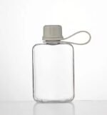 Flat Water Bottle Travel Flask Portable 8.2 oz BPA Free Tritan Square Small Water Bottles Leakproof Slim Water Bottle for Purse Travel Pocket Sports Fitness (Grey, 8.2 OZ) - Image 2