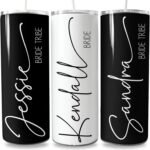 Fleur&Bay Personalized Tumbler with Lid & Straw - Customize Tumblers with Names, Bridesmaid Gifts for Wedding, Bachelorette & Bridal Party - Hot & Cold Drink Insulated Travel Mug - 20 oz, Black - Image 2