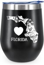 Florida-Themed 12oz Wine Tumbler with Lid, Insulated Vacuum Stainless Steel Coffee Mug, State Pride Travel Cup, Unique Gift Idea for Men, Boyfriend, Husband or Partner (Black) - Image 2