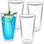 Freshmage 16oz Double Walled Insulated Tumblers (4 Pack), Tumbler Cups Keep Drinks Cold & Hot, Crystal Clear Reusable Plastic Cups, BPA-Free Plastic Drinking Glasses, Dishwasher Safe - Image 2