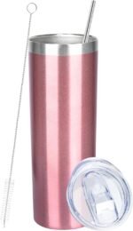 FristChoice 20 oz Skinny Tumblers with Lid and Straw,Stainless Steel Vacuum Insulated Tumbler Cup Double Wall Travel Coffee Mug, Thermal Water Tumbler for Hot and Cold Drinks(Rose Gold,1) - Image 2
