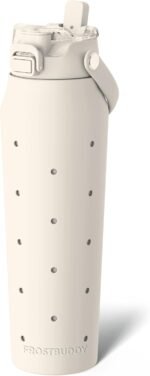 Frost Buddy 32 oz Insulated Stainless Steel Water Bottle with Silicone Sleeve - Customizable with Budz Charms | Straw & Chug Lid, Leak-Proof & Cup Holder Friendly - Image 2