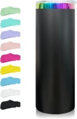 FunTrans 20 oz Skinny Tumblers Stainless Steel Tumbler with Lid and Straw Double Wall Vacuum Insulated Coffee Mug 20oz Powder Coated Cup for Hot and Cold Drinks(Black,1 pack) - Image 2